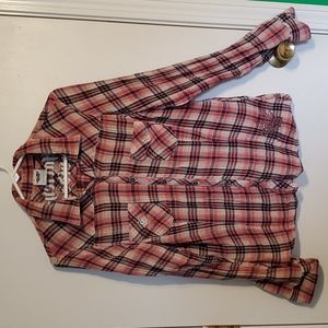 Harley-Davidson women's L pink & black plaid button-down shirt